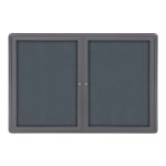 Ghent Ovation 2-Door Bulletin Board, Fabric, 34in x 47in, Gray, Gray Aluminum Frame